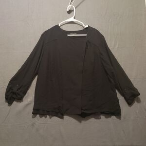 Lane Bryant Size 24 Black asymmetrical Zip Jacket with Sheer chiffon sleeves